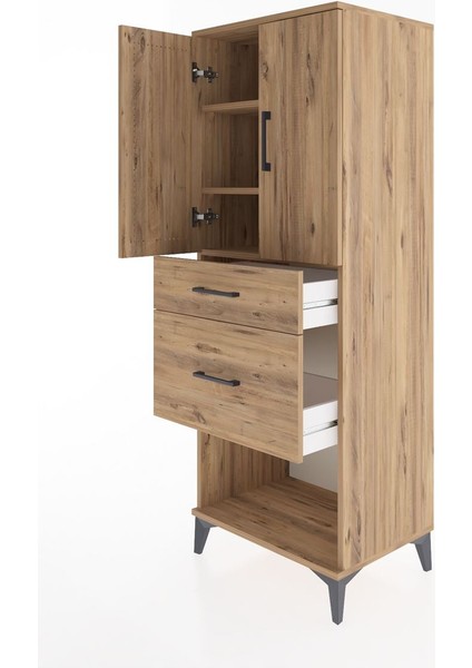 Hyperion Dolap 3 Raflı 2 Çekmeceli 2 Kapaklı 60X44X163 Çam-Çam fırsatları