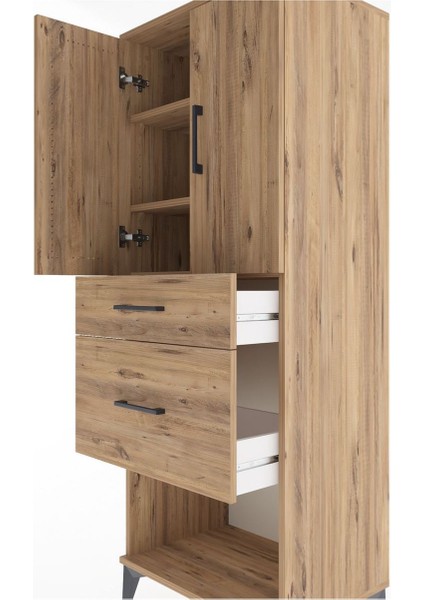 Hyperion Dolap 3 Raflı 2 Çekmeceli 2 Kapaklı 60X44X163 Çam-Çam indirimleri