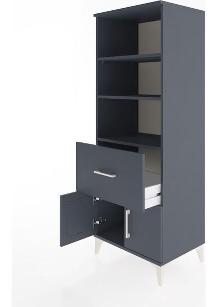 Hyperion Dolap 3 Raflı Tek Çekmeceli 2 Kapaklı 60X44X163 Antrasit-Antrasit fırsatları
