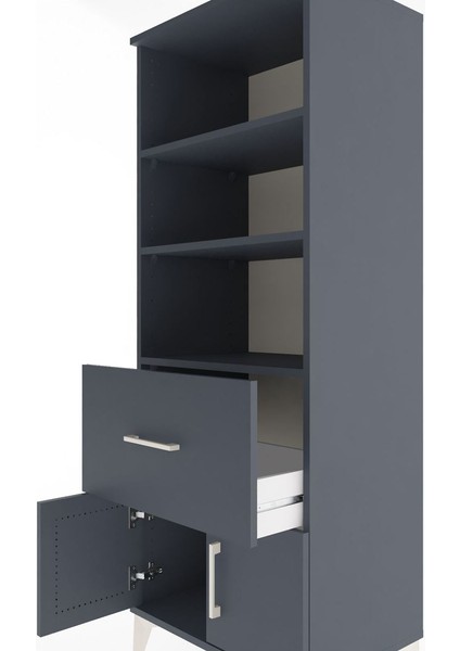 Hyperion Dolap 3 Raflı Tek Çekmeceli 2 Kapaklı 60X44X163 Antrasit-Antrasit indirimleri