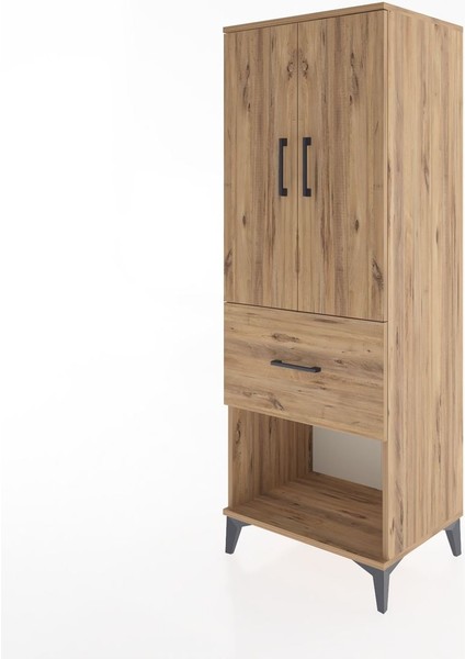 Hyperion Dolap 3 Raflı Tek Çekmeceli 2 Kapaklı 60X44X163 Çam-Çam modelleri