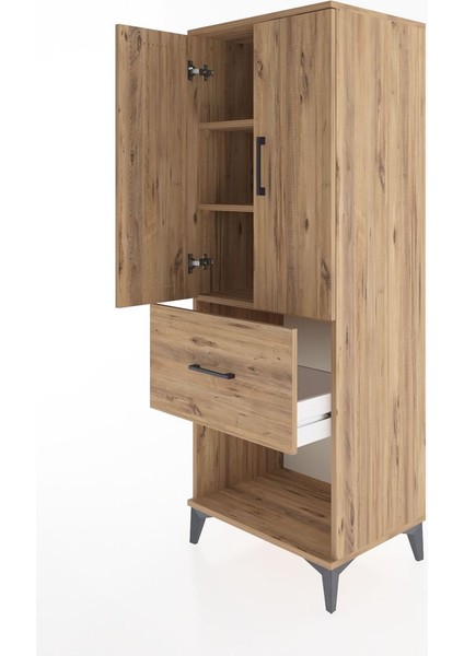 Hyperion Dolap 3 Raflı Tek Çekmeceli 2 Kapaklı 60X44X163 Çam-Çam fırsatları