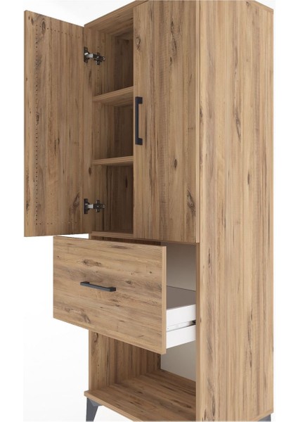 Hyperion Dolap 3 Raflı Tek Çekmeceli 2 Kapaklı 60X44X163 Çam-Çam indirimleri