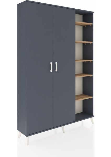 Arges Dolap 7 Raflı 2 Kapaklı Tek Askılı 132X30X195 Antrasit-Antrasit/çam fiyatları