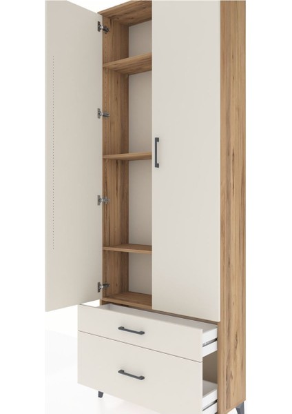Arges Dolap 4 Raflı 2 Çekmeceli 2 Kapaklı 88X30X243 Çam-Aytaşı indirimleri