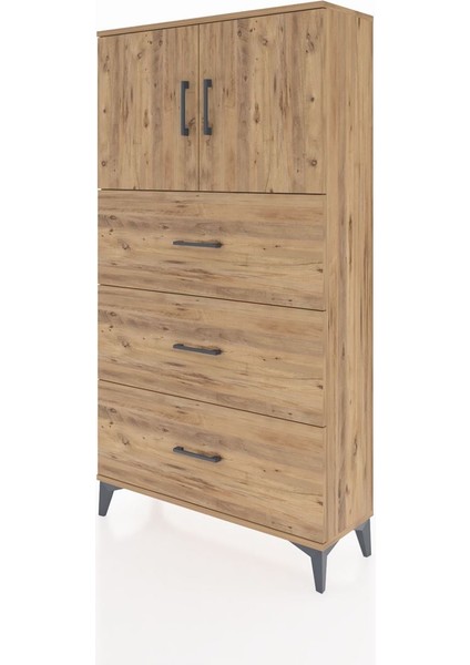 Arges Dolap 2 Raflı 3 Çekmeceli 2 Kapaklı 88X30X163 Çam-Çam modelleri