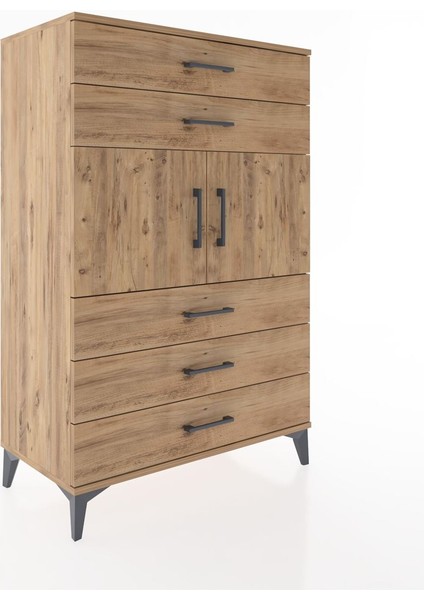 Hyperion Dolap Tek Raflı 5 Çekmeceli 2 Kapaklı 88X44X134 Çam-Çam fiyatları