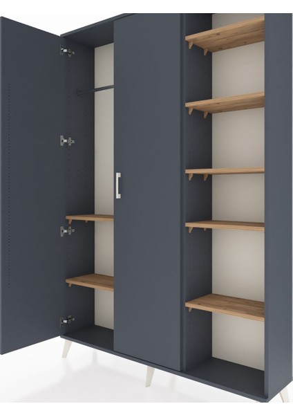 Arges Dolap 7 Raflı 2 Kapaklı Tek Askılı 132X30X195 Antrasit-Antrasit/çam fırsatları