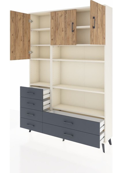 Arges Dolap 9 Raflı 6 Çekmeceli 3 Kapaklı 132X30X195 Aytaşı-Çam/antrasit modelleri