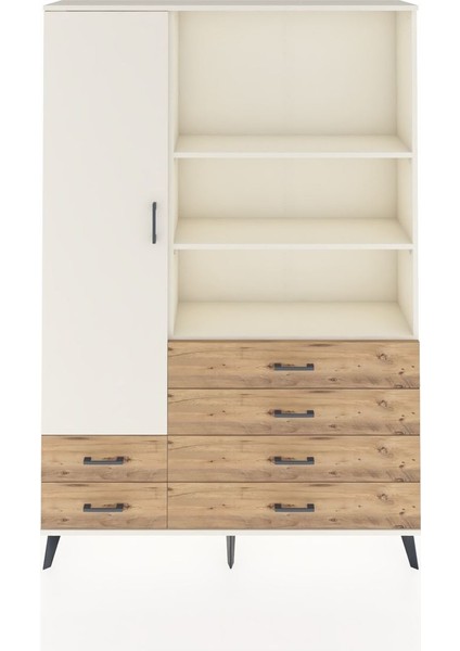 Arges Dolap 7 Raflı 6 Çekmeceli Tek Kapaklı 132X30X195 Aytaşı-Aytaşı/çam