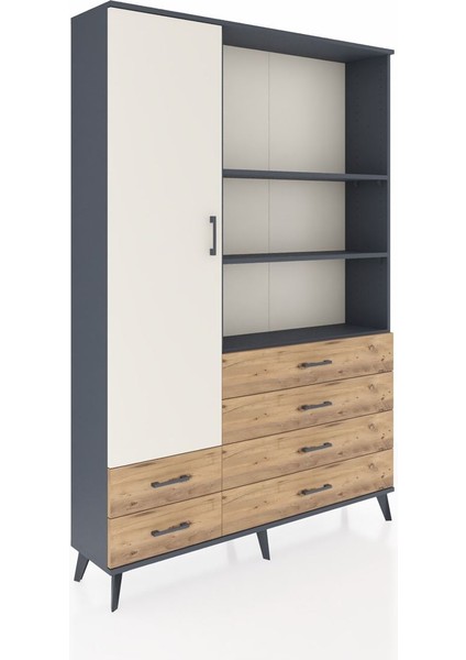 Arges Dolap 7 Raflı 6 Çekmeceli Tek Kapaklı 132X30X195 Antrasit-Aytaşı/çam fiyatları