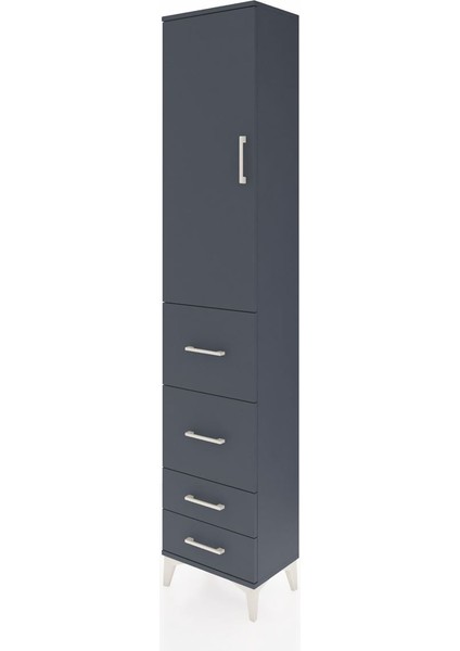 Arges Dolap 3 Raflı 4 Çekmeceli Tek Kapaklı 44X30X221 Antrasit-Antrasit modelleri