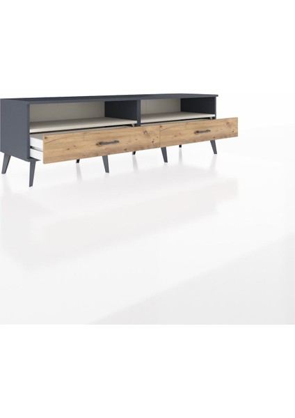 Hyperion Tv Ünitesi 2 Raflı 2 Çekmeceli 176X44X51 Antrasit-Aytaşı/çam indirimleri