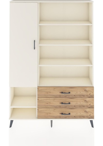 Arges Dolap 9 Raflı 3 Çekmeceli Tek Kapaklı 132X30X195 Aytaşı-Aytaşı/çam