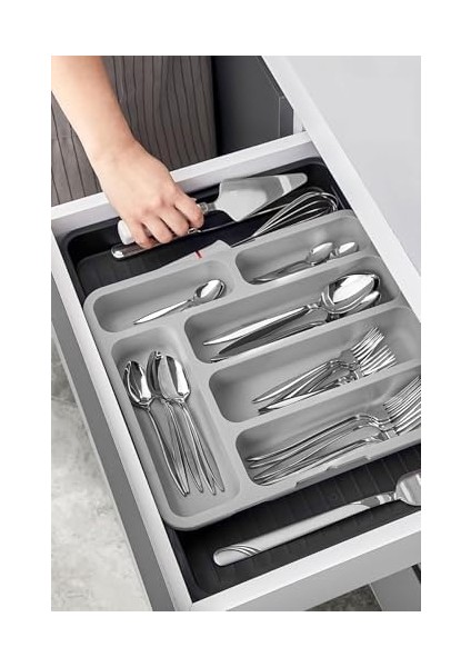 Çift Taraflı Ayarlanabilir Organizer Çekmece Içi Kaşıklık Uzayabilen Çatal Bıçaklık Düzenleyici modelleri