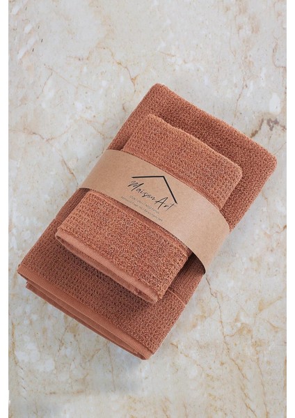 Tekstil | 50X90-70X140 cm 2'li Havlu SETI,%100 Pamuklu Havlu Takımı Kiremit