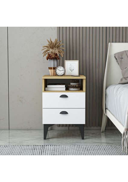 Afra Çift Çekmeceli Raflı Komodin fiyatları