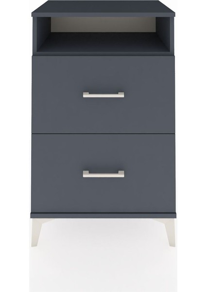 Hyperion Komodin Tek Raflı 2 Çekmeceli 60X44X96 Antrasit-Antrasit