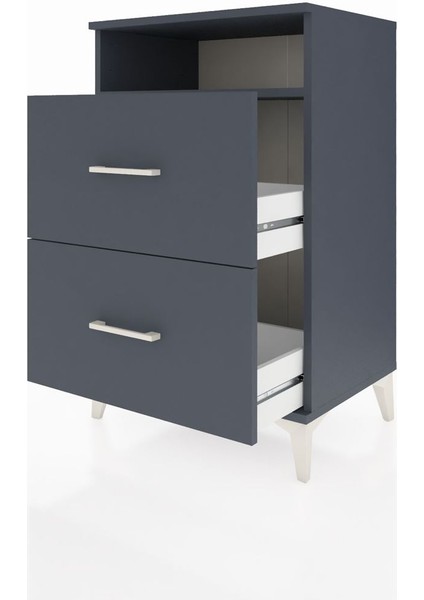 Hyperion Komodin Tek Raflı 2 Çekmeceli 60X44X96 Antrasit-Antrasit fırsatları