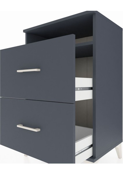 Hyperion Komodin Tek Raflı 2 Çekmeceli 60X44X96 Antrasit-Antrasit indirimleri