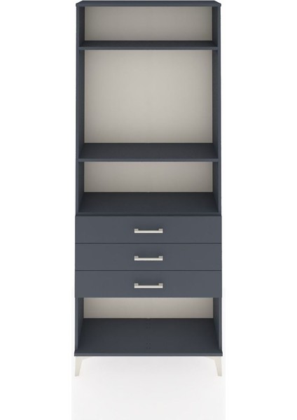 Arges Dolap 3 Raflı 3 Çekmeceli 88X30X221 Antrasit-Antrasit