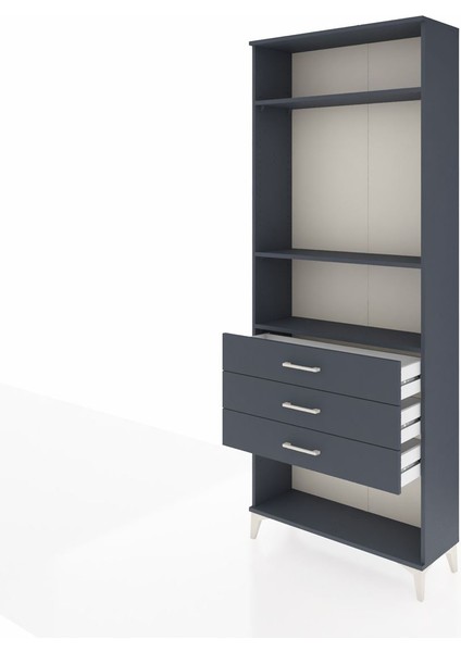 Arges Dolap 3 Raflı 3 Çekmeceli 88X30X221 Antrasit-Antrasit fırsatları