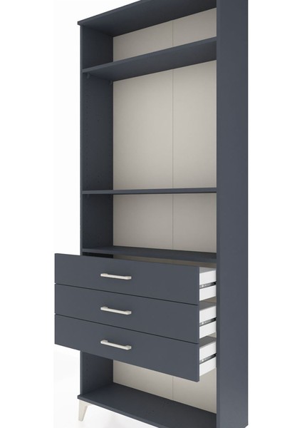 Arges Dolap 3 Raflı 3 Çekmeceli 88X30X221 Antrasit-Antrasit indirimleri