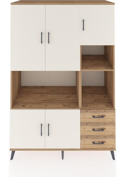 Kronos Dolap 9 Raflı 3 Çekmeceli 5 Kapaklı 132X59X195 Çam-Aytaşı/çam