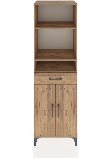 Hyperion Dolap 4 Raflı Tek Çekmeceli 2 Kapaklı 60X44X195 Çam-Çam