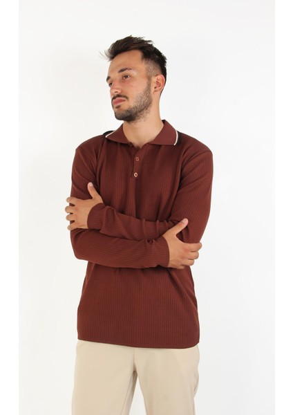 3001 İnce Çizgili Yakası Çizgili Kazak fiyatları