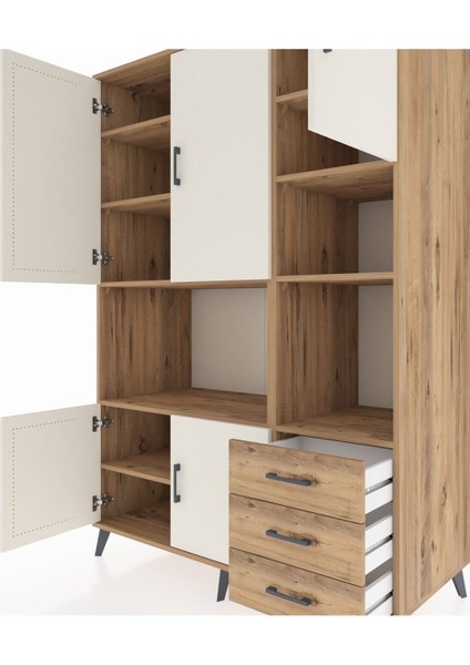 Kronos Dolap 9 Raflı 3 Çekmeceli 5 Kapaklı 132X59X195 Çam-Aytaşı/çam fırsatları