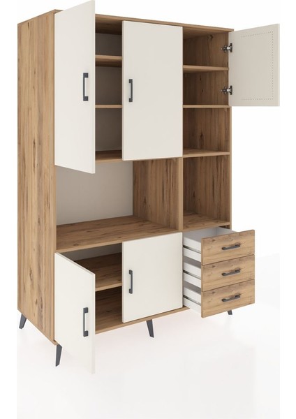 Kronos Dolap 9 Raflı 3 Çekmeceli 5 Kapaklı 132X59X195 Çam-Aytaşı/çam indirimleri