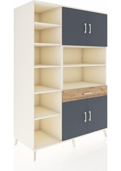 Kronos Dolap 10 Raflı Tek Çekmeceli 4 Kapaklı 132X59X195 Aytaşı-Antrasit/çam fiyatları