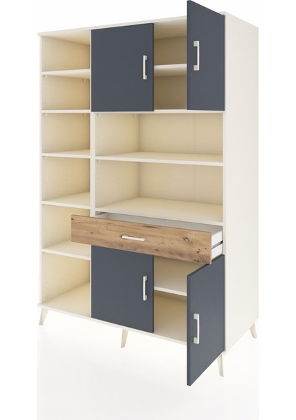 Kronos Dolap 10 Raflı Tek Çekmeceli 4 Kapaklı 132X59X195 Aytaşı-Antrasit/çam modelleri