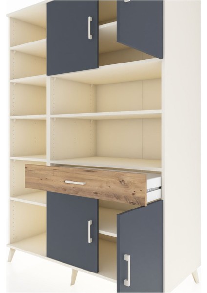 Kronos Dolap 10 Raflı Tek Çekmeceli 4 Kapaklı 132X59X195 Aytaşı-Antrasit/çam fırsatları