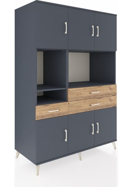 Kronos Dolap 9 Raflı 3 Çekmeceli 6 Kapaklı 132X59X195 Antrasit-Antrasit/çam fiyatları