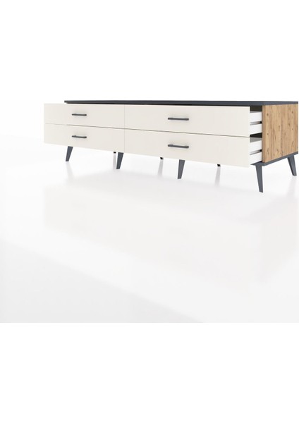 Kronos Tv Ünitesi 4 Çekmeceli 176X59X51 Çam-Antrasit/aytaşı modelleri