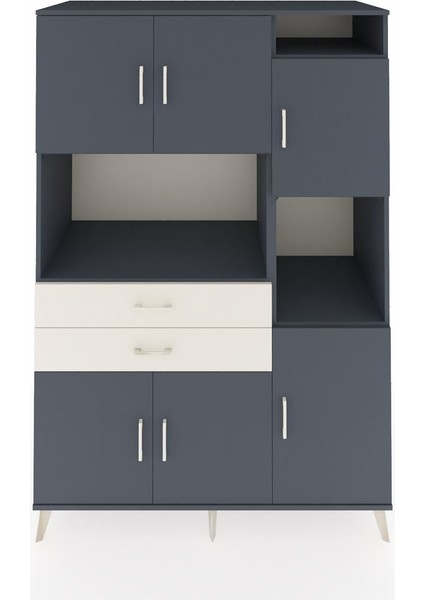 Kronos Dolap 9 Raflı 2 Çekmeceli 6 Kapaklı 132X59X195 Antrasit-Antrasit/aytaşı