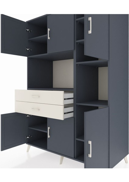 Kronos Dolap 9 Raflı 2 Çekmeceli 6 Kapaklı 132X59X195 Antrasit-Antrasit/aytaşı fırsatları