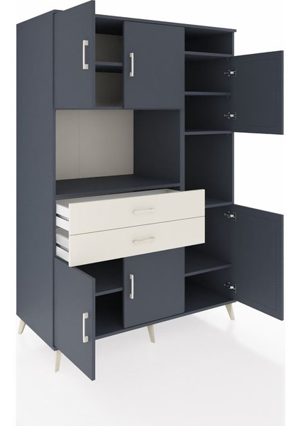 Kronos Dolap 9 Raflı 2 Çekmeceli 6 Kapaklı 132X59X195 Antrasit-Antrasit/aytaşı indirimleri