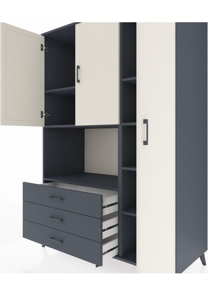 Kronos Dolap 7 Raflı 3 Çekmeceli 3 Kapaklı 132X59X195 Antrasit-Aytaşı/antrasit fırsatları