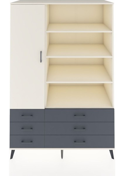 Kronos Dolap 8 Raflı 6 Çekmeceli Tek Kapaklı 132X59X195 Aytaşı-Aytaşı/antrasit