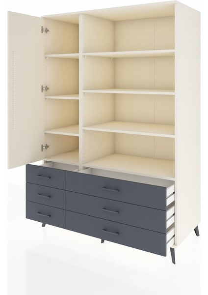 Kronos Dolap 8 Raflı 6 Çekmeceli Tek Kapaklı 132X59X195 Aytaşı-Aytaşı/antrasit modelleri