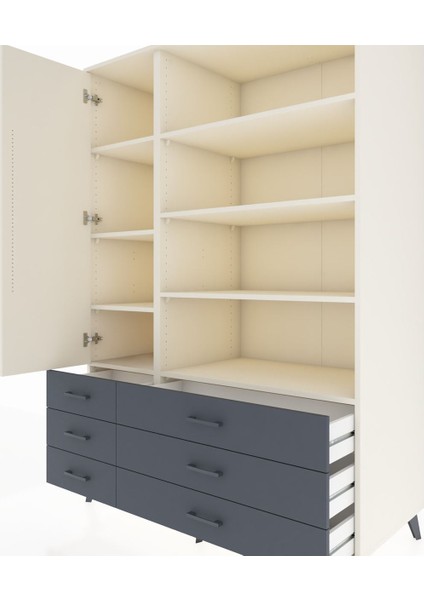 Kronos Dolap 8 Raflı 6 Çekmeceli Tek Kapaklı 132X59X195 Aytaşı-Aytaşı/antrasit fırsatları