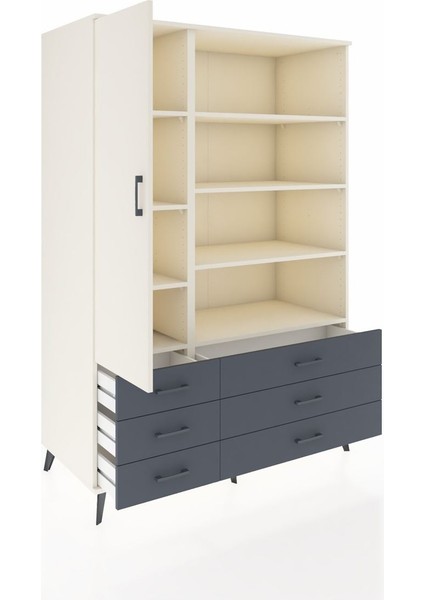 Kronos Dolap 8 Raflı 6 Çekmeceli Tek Kapaklı 132X59X195 Aytaşı-Aytaşı/antrasit indirimleri