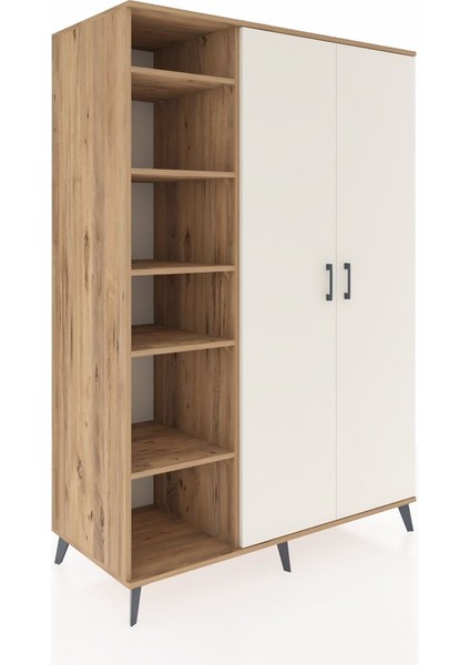 Kronos Dolap 7 Raflı 2 Kapaklı Tek Askılı 132X59X195 Çam-Aytaşı/çam fiyatları