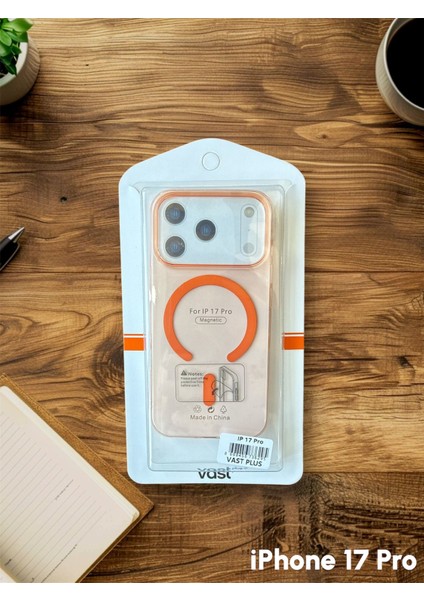 iPhone 17 Pro Uyumlu Turuncu Parlak Mika Premium Transparan Magsafe Kılıf