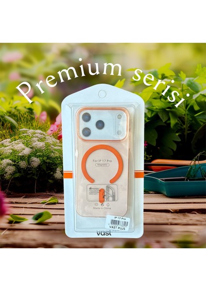 iPhone 17 Pro Uyumlu Turuncu Parlak Mika Premium Transparan Magsafe Kılıf modelleri