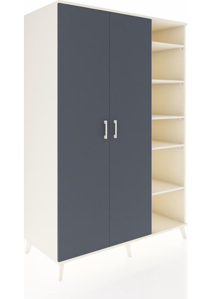 Kronos Dolap 7 Raflı 2 Kapaklı Tek Askılı 132X59X195 Aytaşı-Antrasit/aytaşı fiyatları