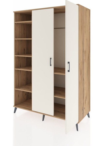 Kronos Dolap 7 Raflı 2 Kapaklı Tek Askılı 132X59X195 Çam-Aytaşı/çam modelleri